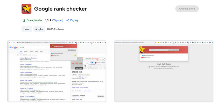 google rank checker eklentisi