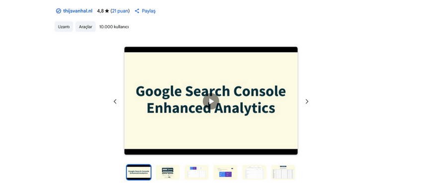 google search console gelişmiş analiz eklentisi